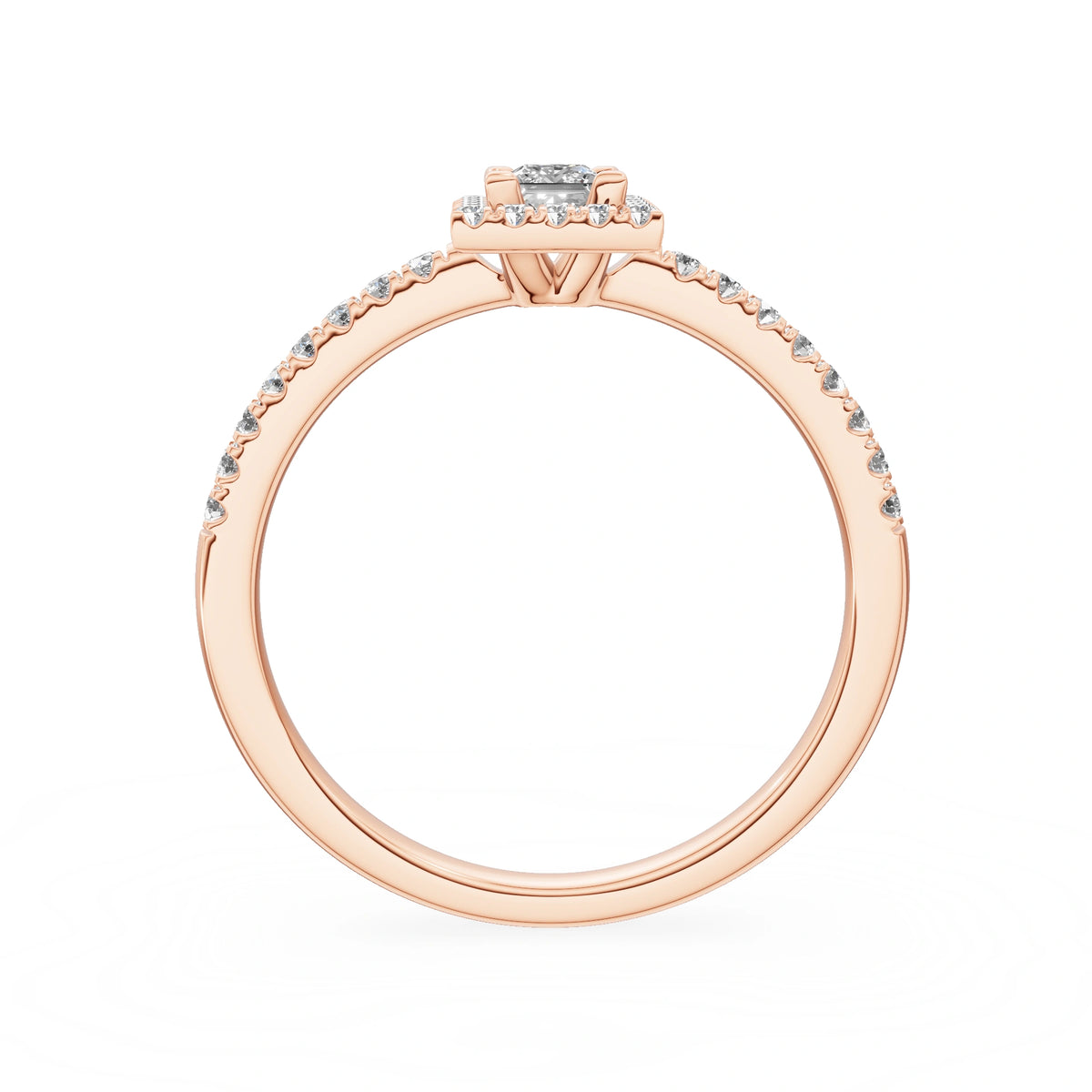 Gremari Seven Icon zásnubní prsten z růžového zlata s 0,15 ct lab-grown diamantem – Princess