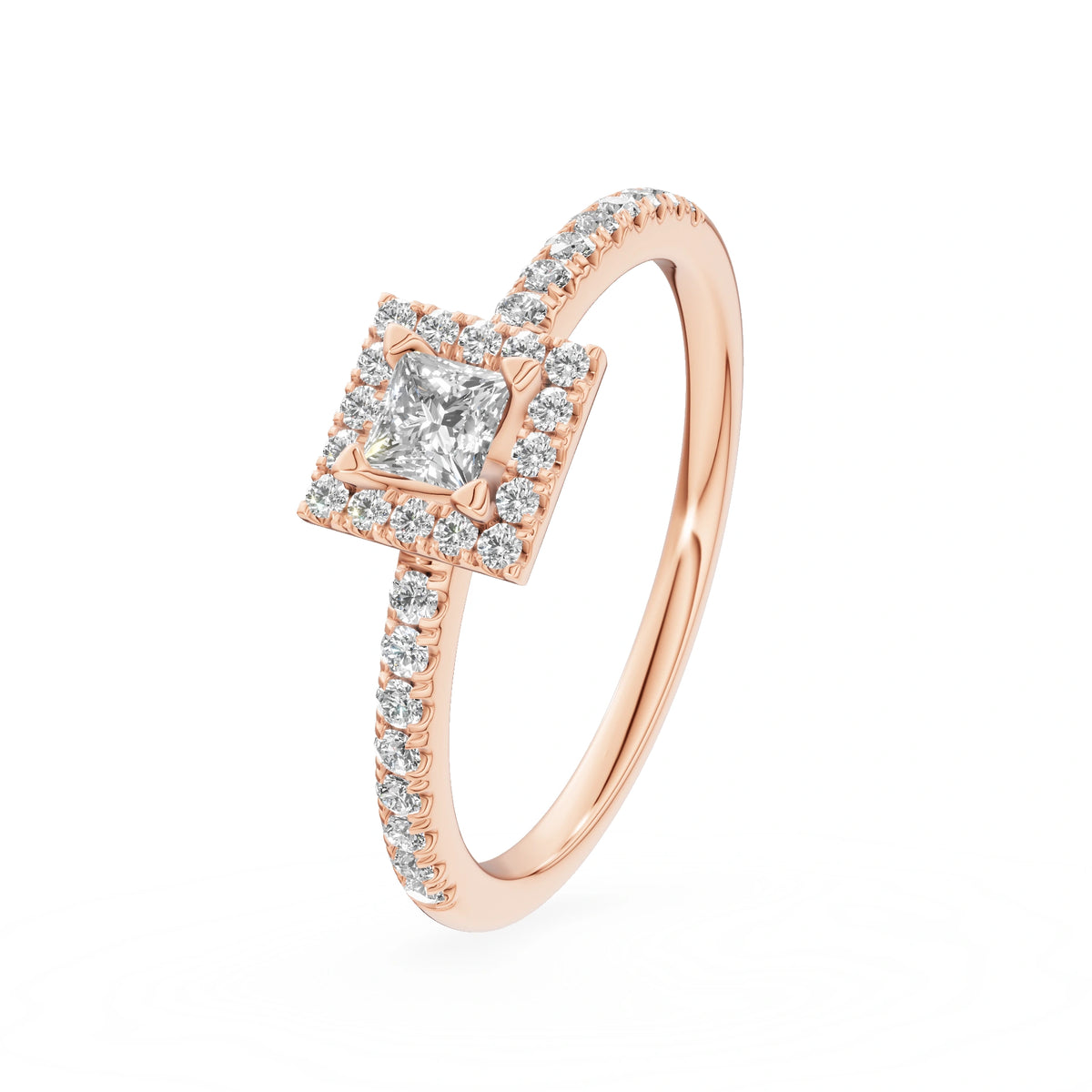 Gremari Seven Icon zásnubní prsten z růžového zlata s 0,15 ct lab-grown diamantem – Princess
