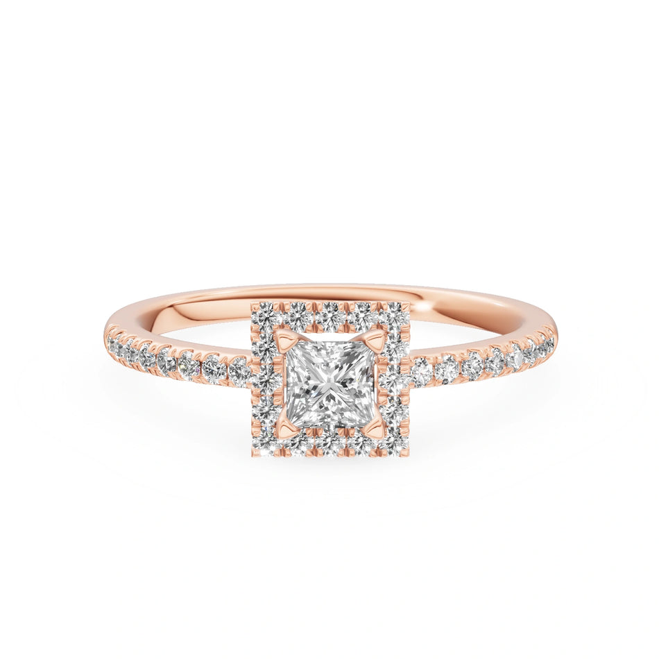 Gremari Seven Icon zásnubní prsten z růžového zlata s 0,30 ct lab-grown diamantem – Princess