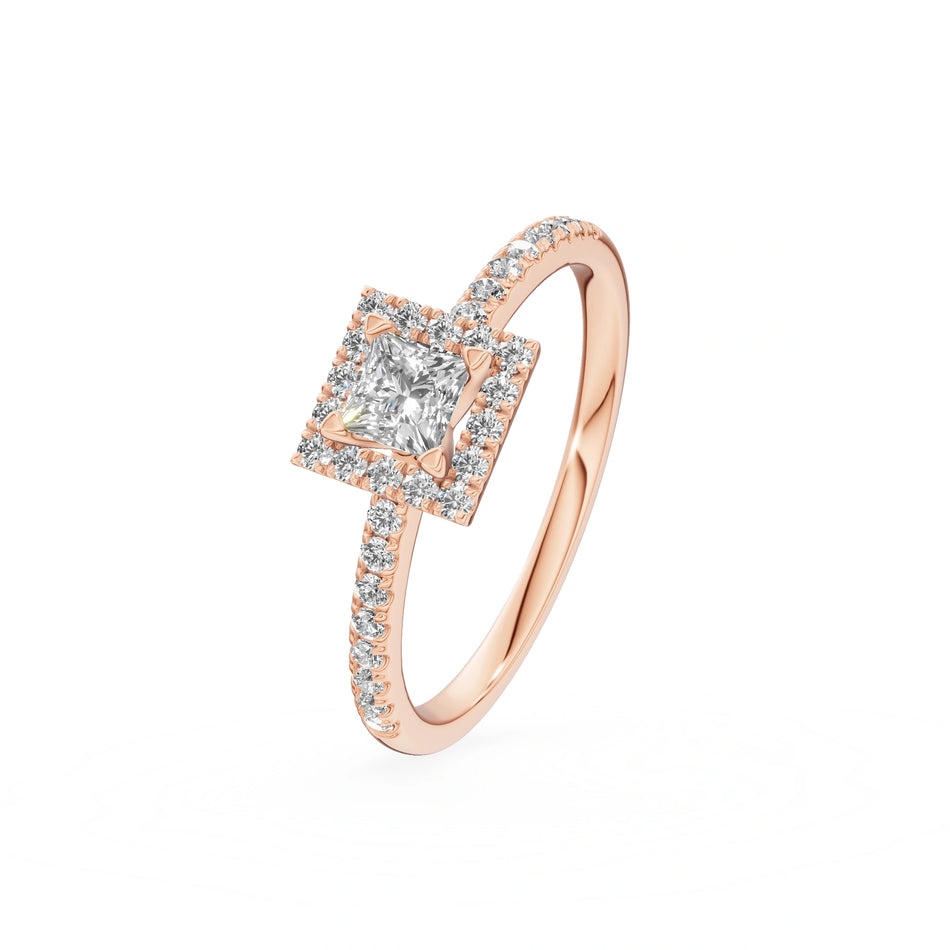 Gremari Seven Icon zásnubní prsten z růžového zlata s 0,30 ct lab-grown diamantem – Princess