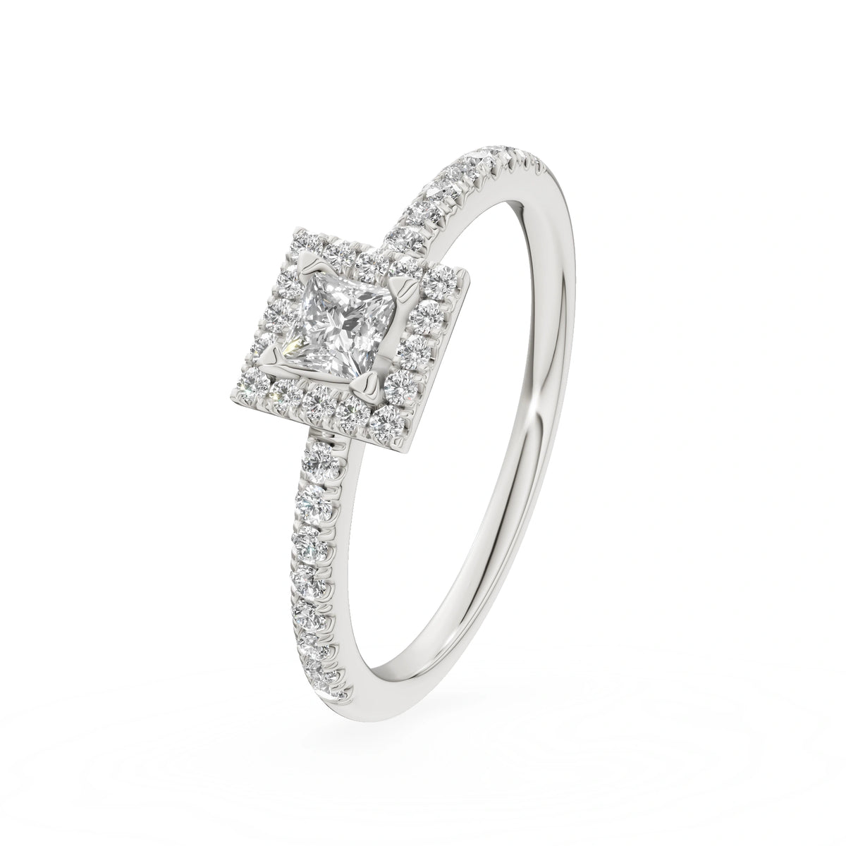 Gremari Seven Icon zásnubní prsten z bílého zlata s 0,15 ct lab-grown diamantem – Princess