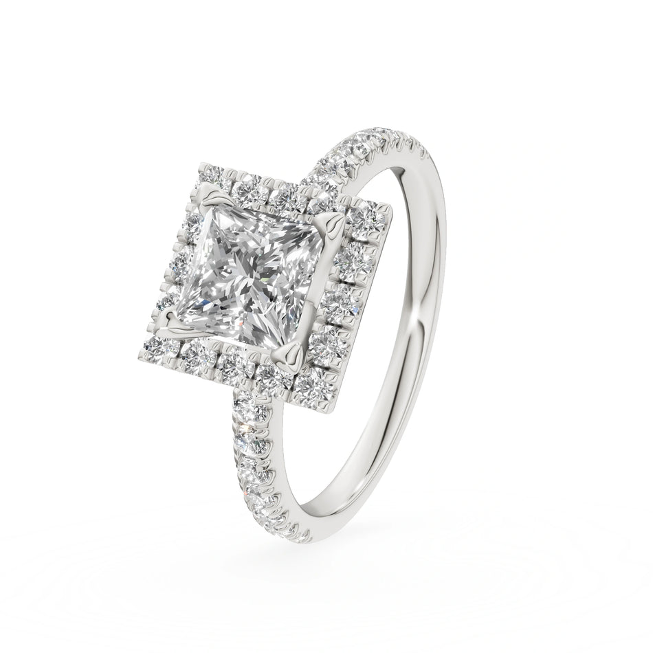 Gremari Seven Icon zásnubní prsten z bílého zlata s 1,00 ct lab-grown diamantem – Princess