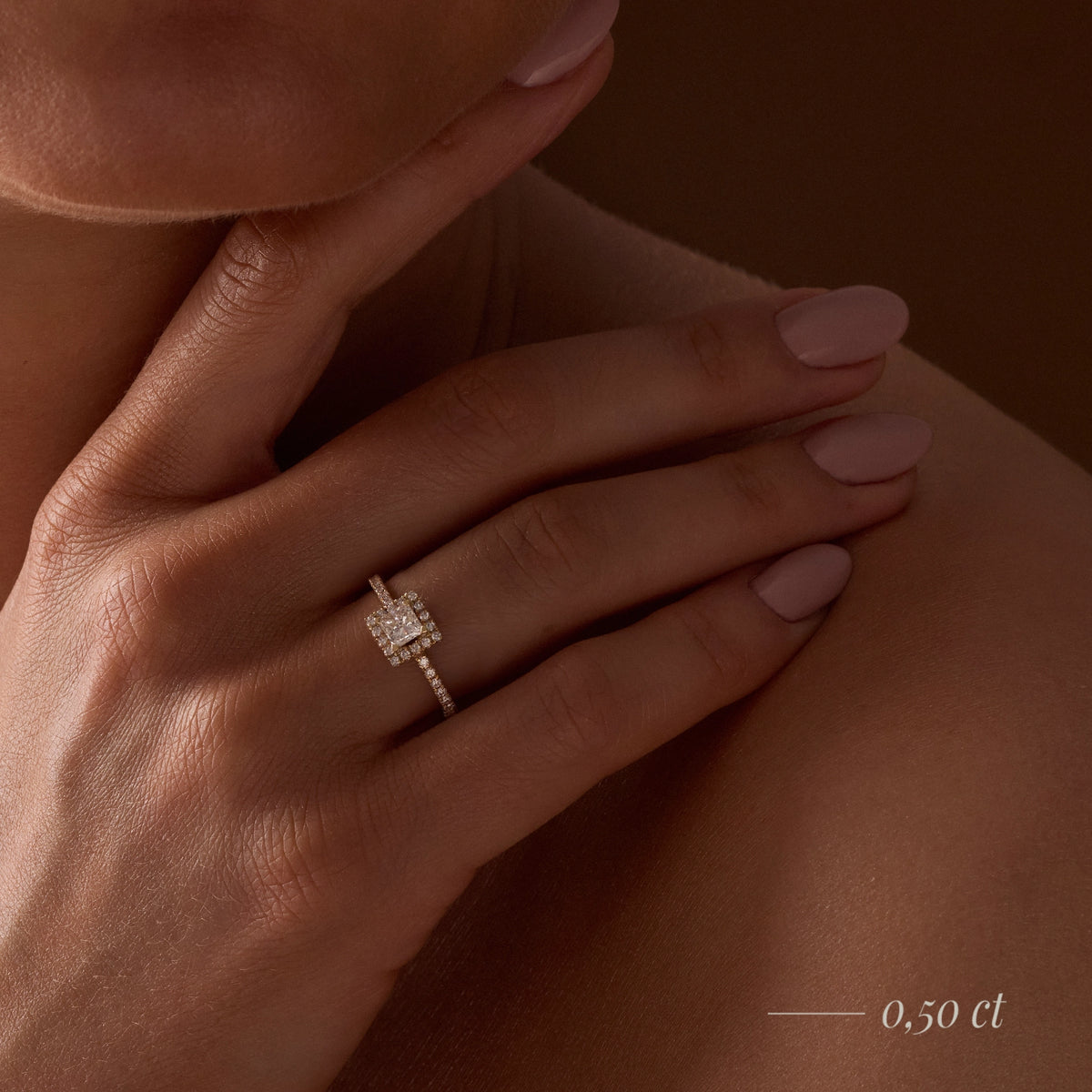 Gremari Seven Icon zásnubní prsten ze žlutého zlata s 0,50 ct lab-grown diamantem – Princess
