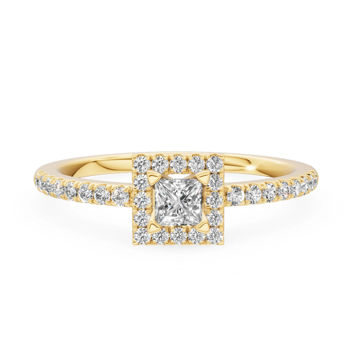Gremari Seven Icon zásnubní prsten ze žlutého zlata s 0,15 ct lab-grown diamantem – Princess