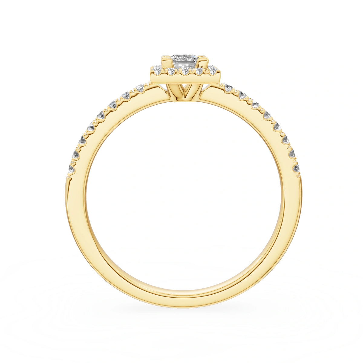 Gremari Seven Icon zásnubní prsten ze žlutého zlata s 0,15 ct lab-grown diamantem – Princess