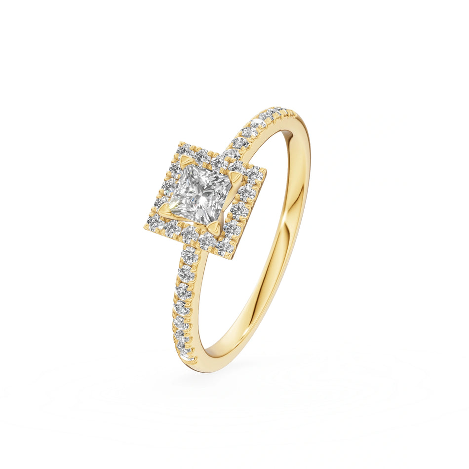 Gremari Seven Icon zásnubní prsten ze žlutého zlata s 0,30 ct lab-grown diamantem – Princess