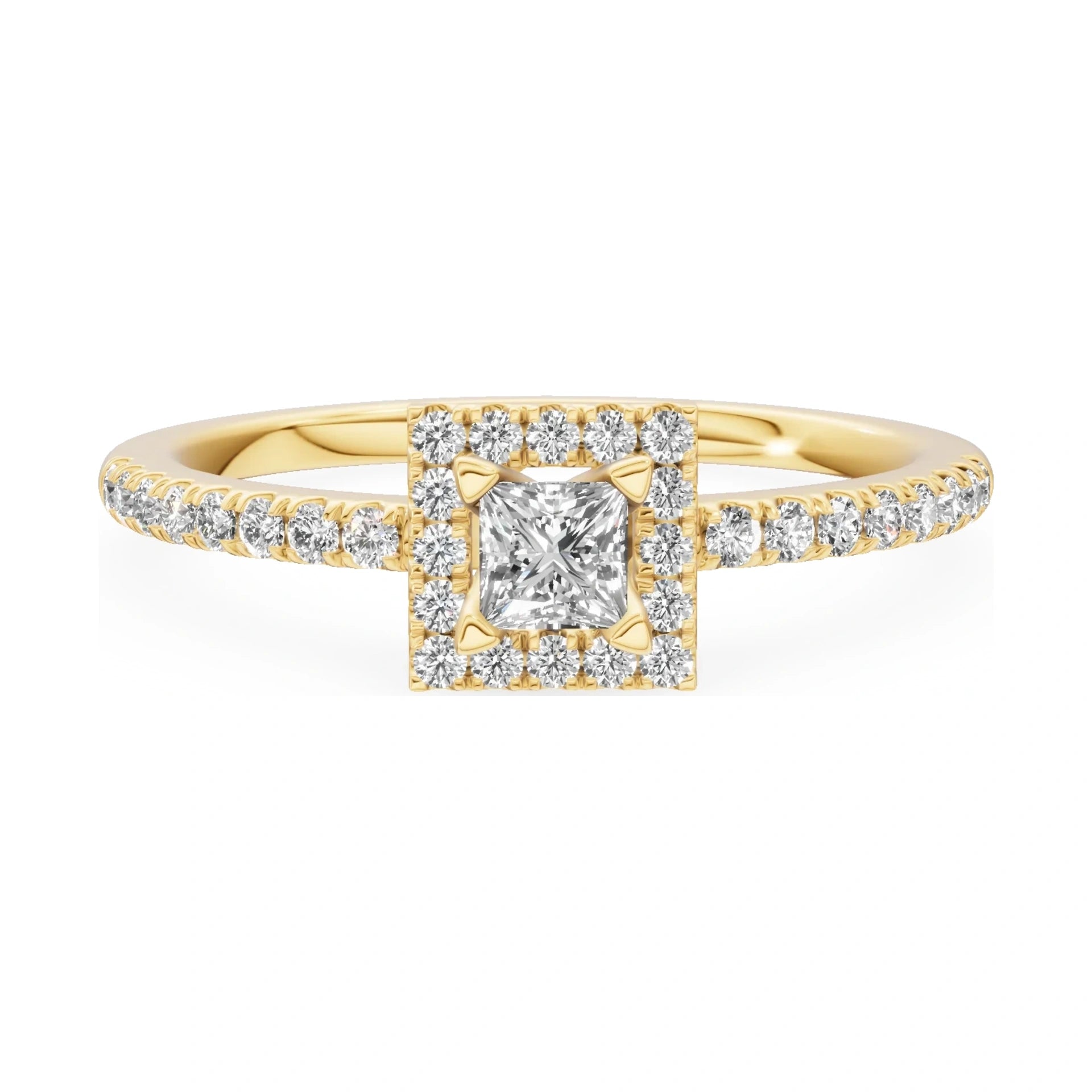 GREMARI Seven Icon 14K yellow gold engagement ring with 0.15 ct princess-cut natural diamond