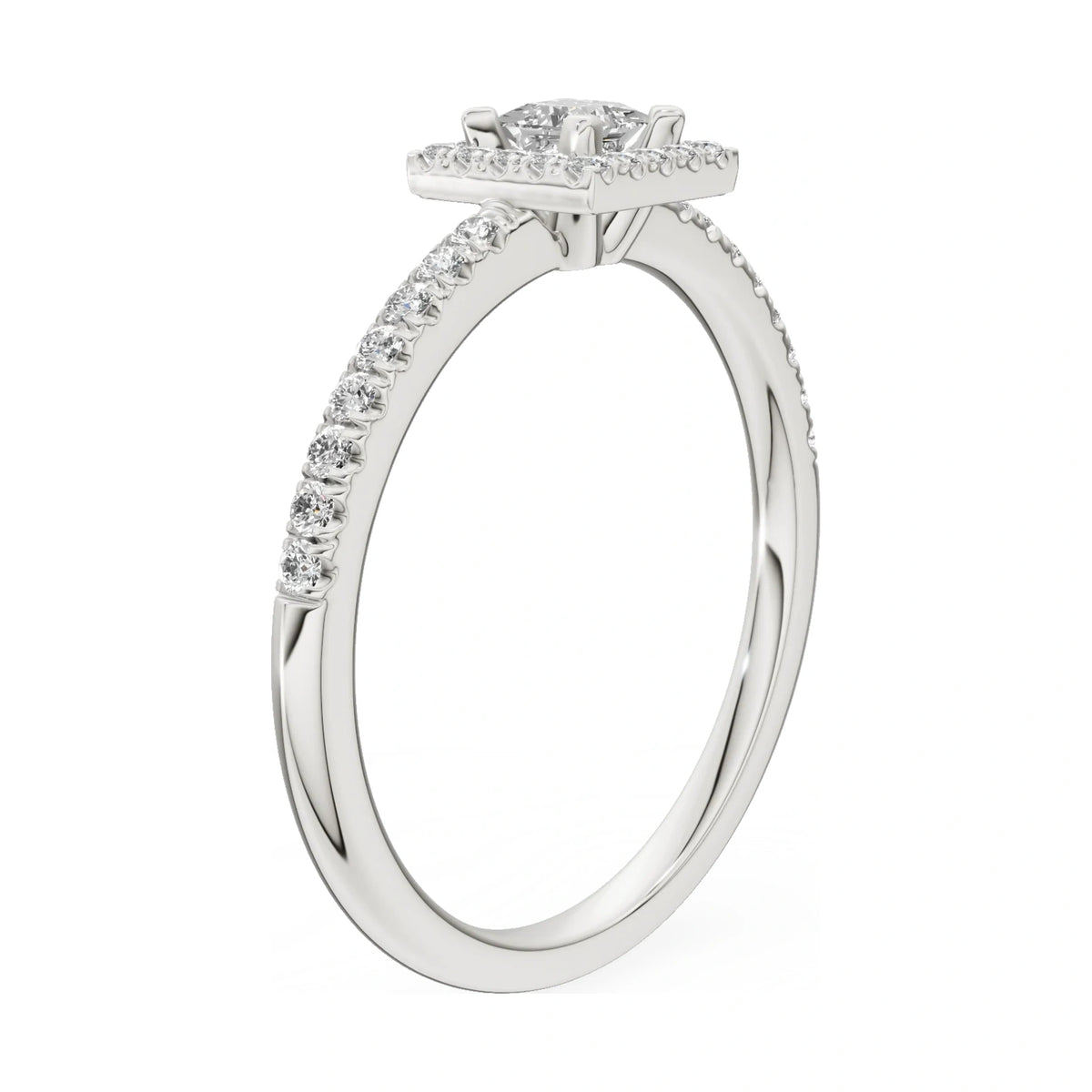 14K white gold GREMARI Seven Icon ring with 0.15 ct princess-cut natural diamond