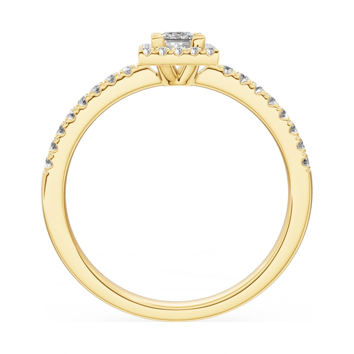 GREMARI Seven Icon princess-cut natural diamond engagement ring in 14K yellow gold, 0.15 ct