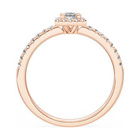 GREMARI Seven Icon princess-cut natural diamond engagement ring in 14K rose gold, 0.15 ct