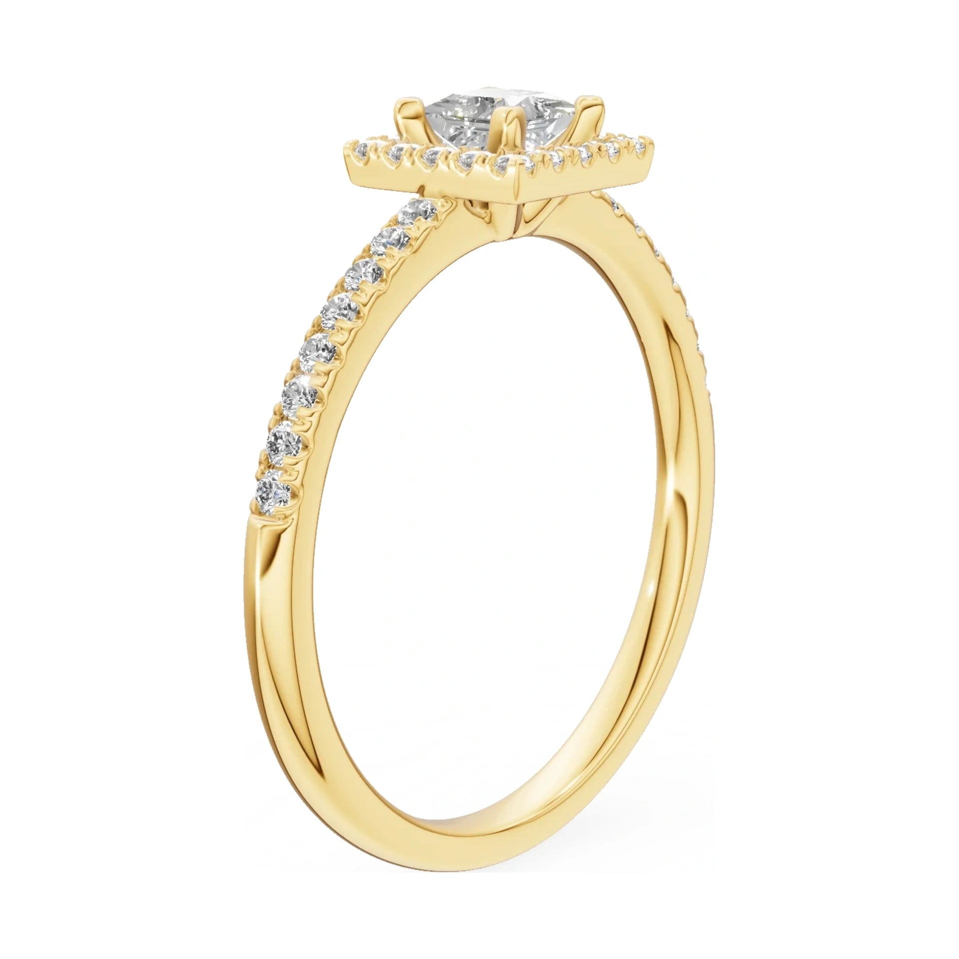 14K yellow gold GREMARI Seven Icon ring with 0.30 ct princess-cut natural diamond