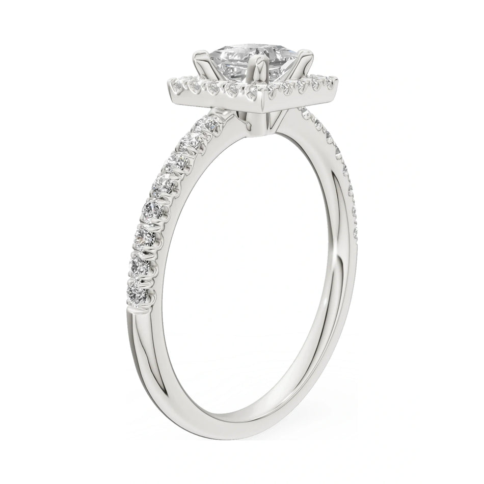 14K white gold GREMARI Seven Icon ring with 0.50 ct princess-cut natural diamond