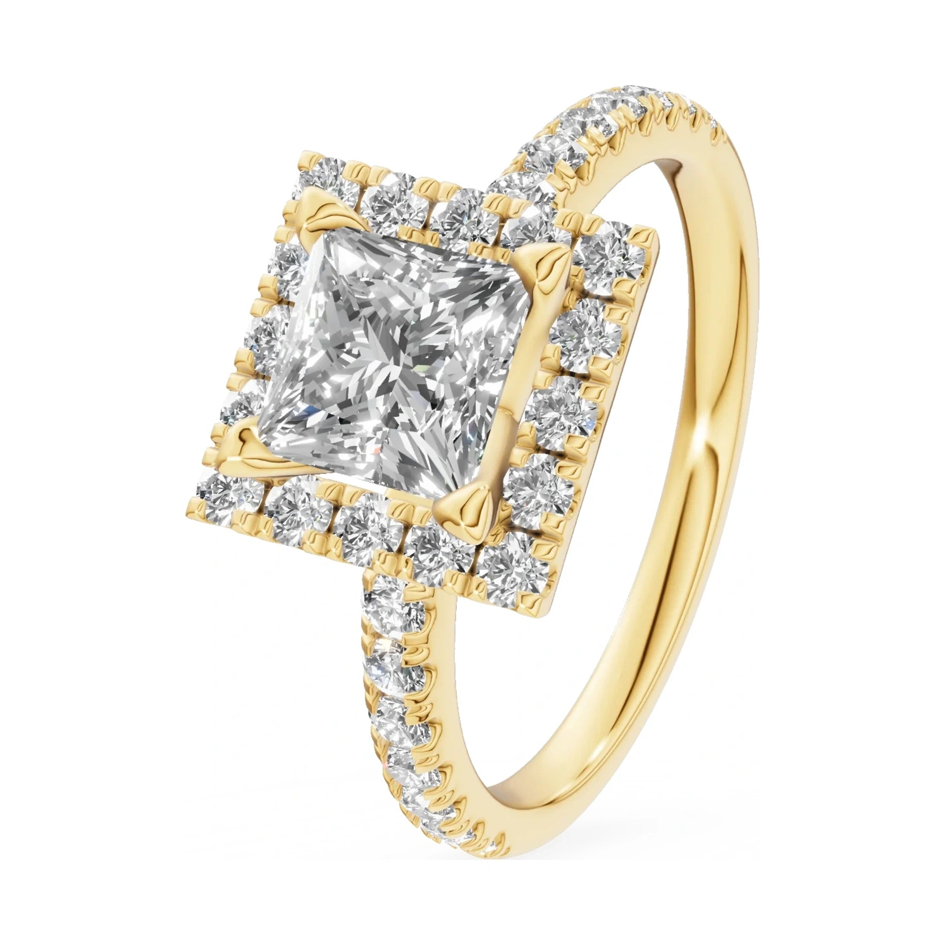 1.00 ct princess-cut natural diamond GREMARI Seven Icon engagement ring in 14K yellow gold
