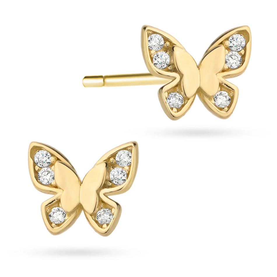 Children’s Gold Butterfly Earrings with Zirconia