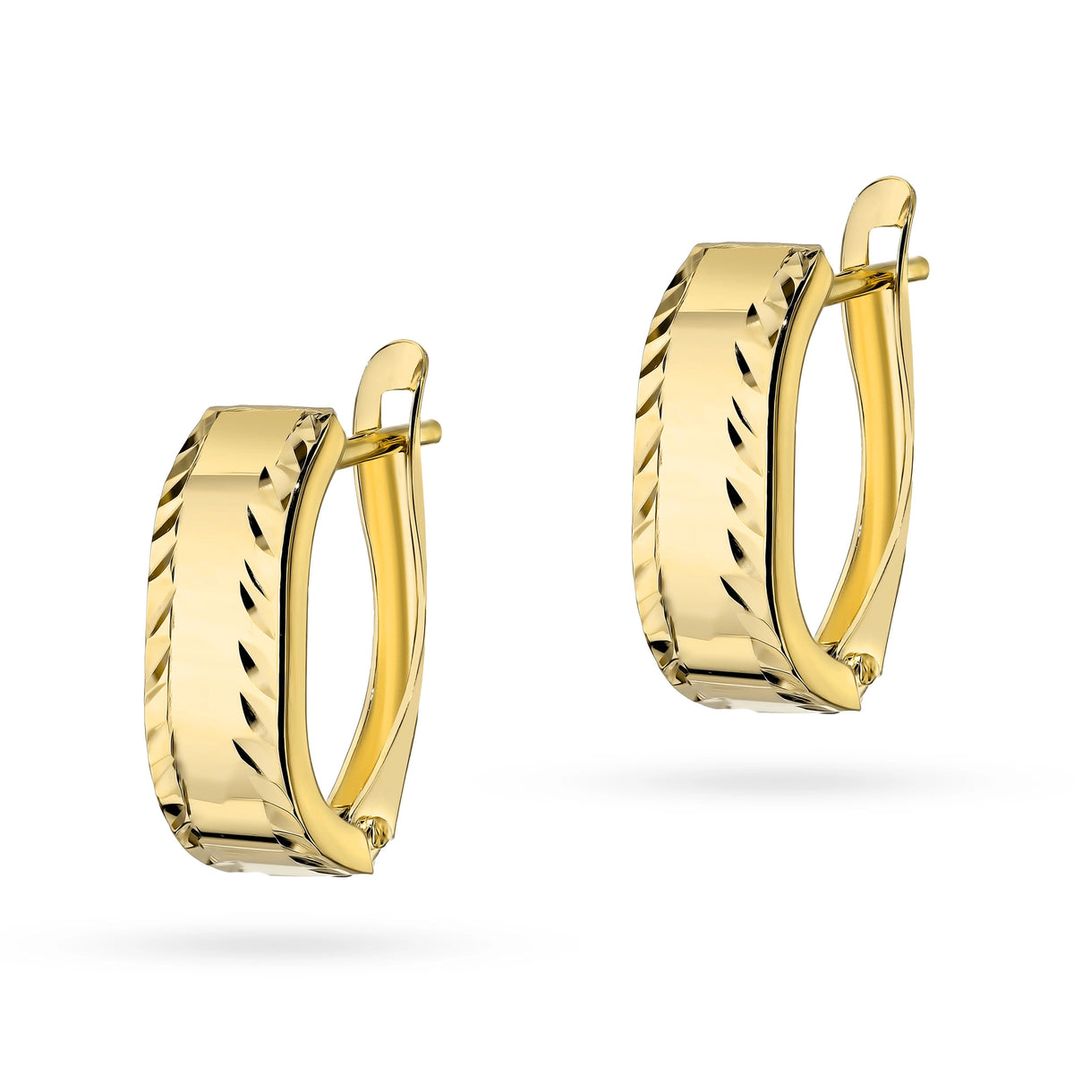 zlaté náušnice s anglickým zapínáním obdélníkové k gw 666 585