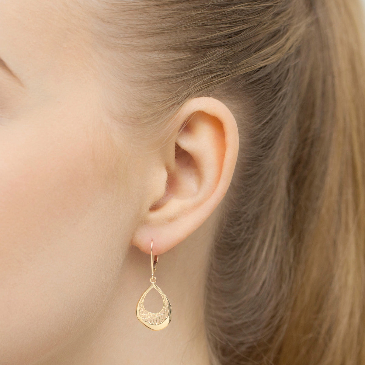 zlaté náušnice s anglickým zapínáním, otevřené kapky, k-gw-795-585