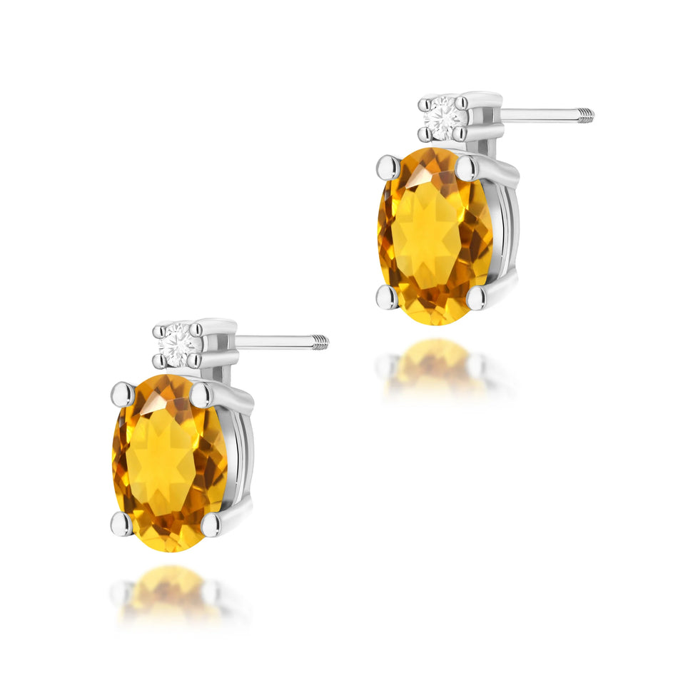 zlaté náušnice s 0,60 ct citrínem a 0,029 ct diamanty k0001-ciy-02
