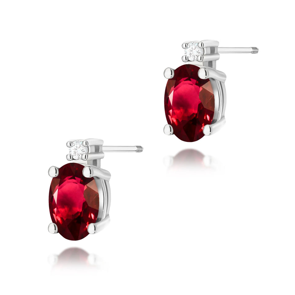 zlaté náušnice s 0,60ct rubínem a 0,029ct diamanty k0001-rur-02