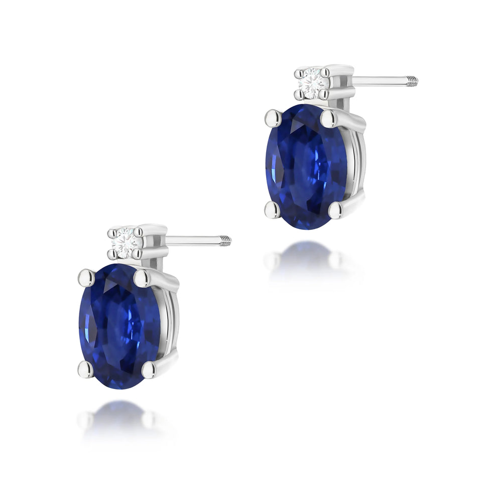 zlaté náušnice s 0,70ct safírem a 0,029ct diamanty k0001-sab-02