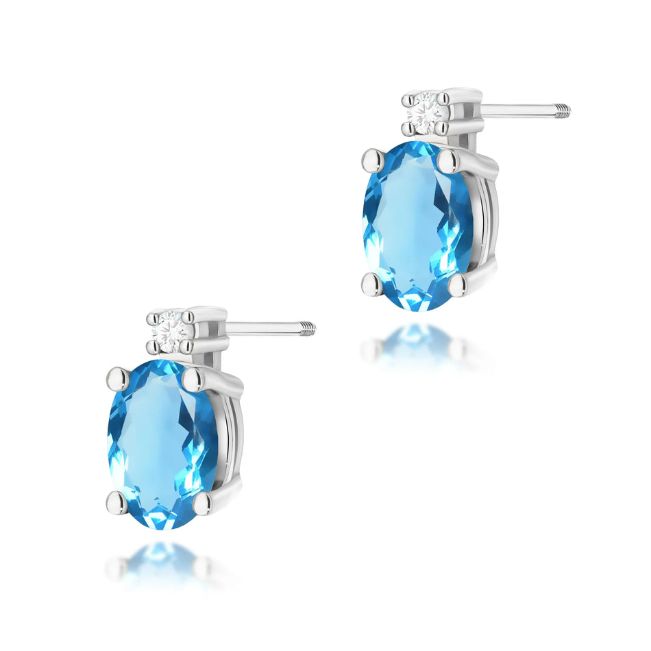 zlaté náušnice s topazem 0,50 ct a diamanty 0,029 ct k0001-tob-02