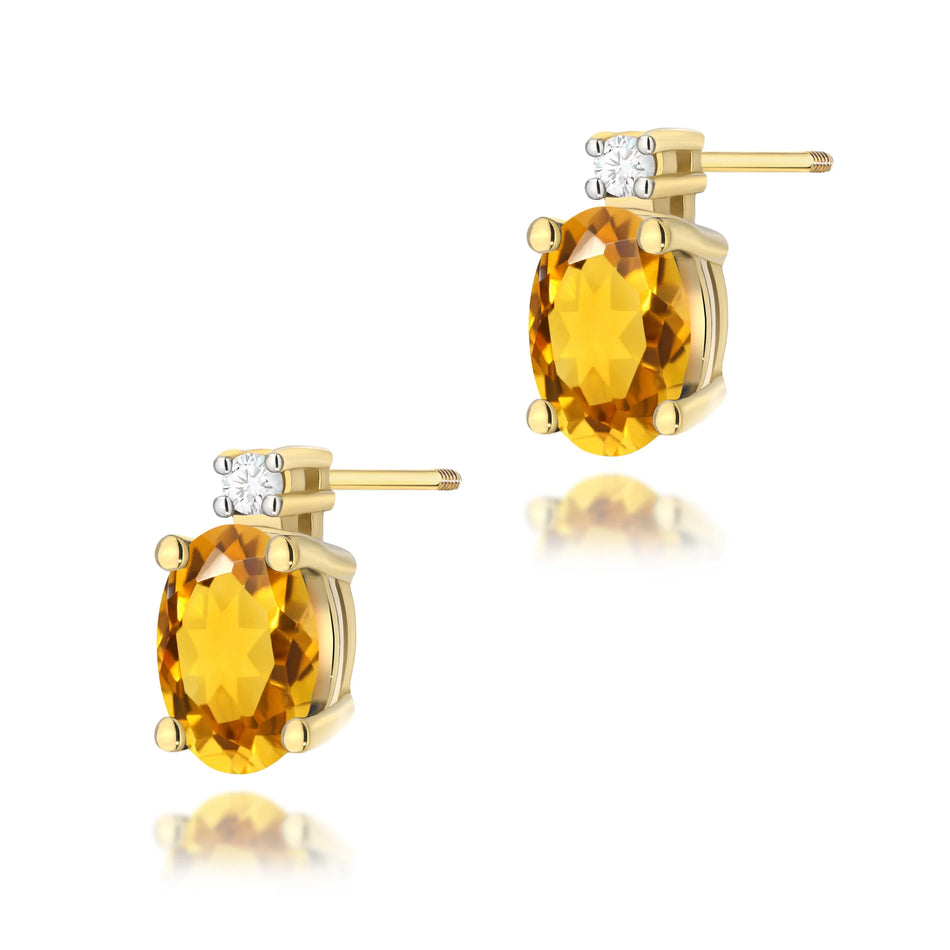 zlaté náušnice s 0,60 ct citrínem a 0,029 ct diamanty k0001-ciy-02