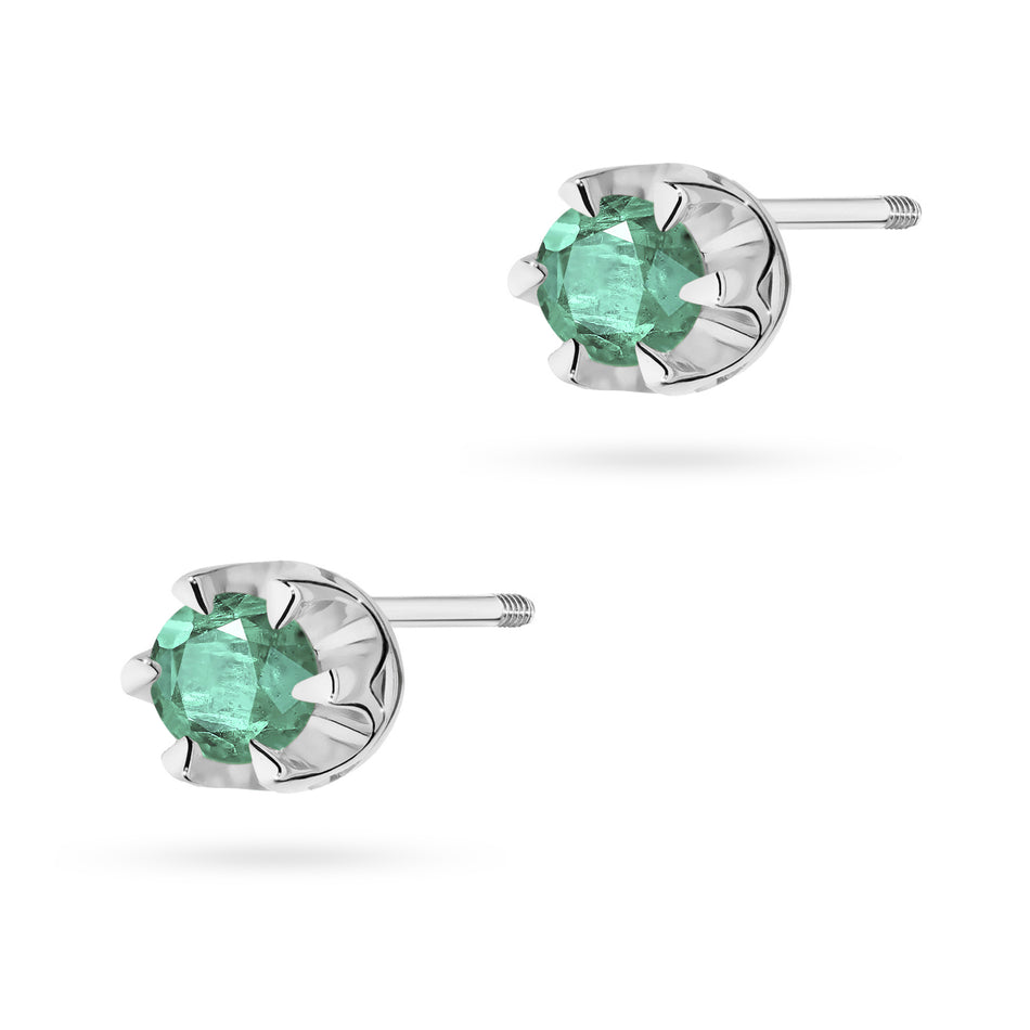 zlaté náušnice se 2 x 0,15 ct smaragdy k0032-emg-08