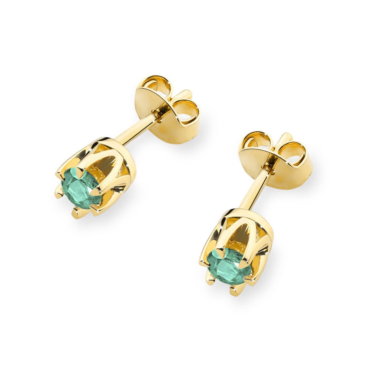 zlaté náušnice se 2 x 0,15 ct smaragdy k0032-emg-03