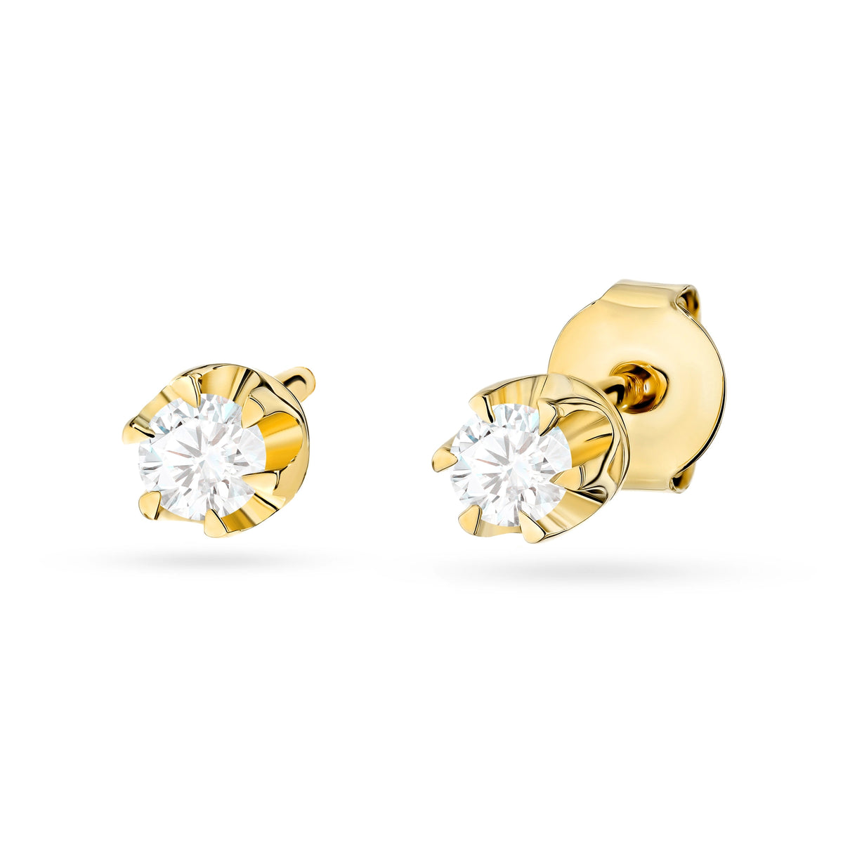 zlaté náušnice se 2 x 0,10 ct laboratorně vytvořenými diamanty k0032-ldw-03