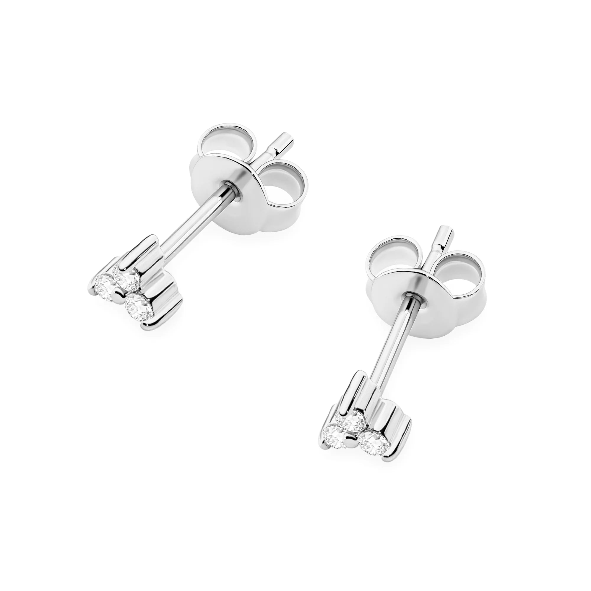White Gold Earrings with 0.086 ct Diamonds | 585 (14k) White Gold Stud Earrings