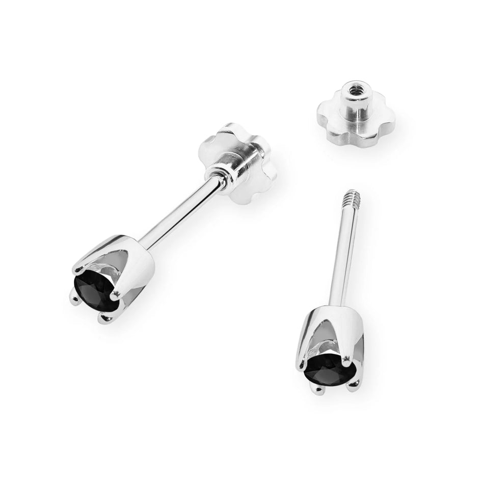 zlaté náušnice se 2 x 0,12 ct černými diamanty k0034-dib-05