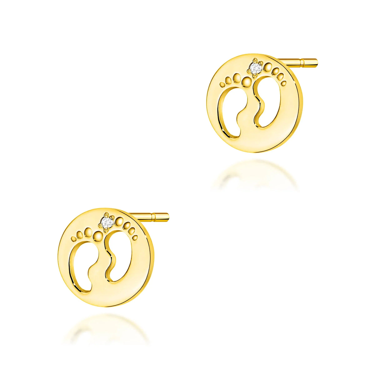 Gold Earrings with 0.005 ct Diamonds | 585 (14k) Gold Stud Earrings
