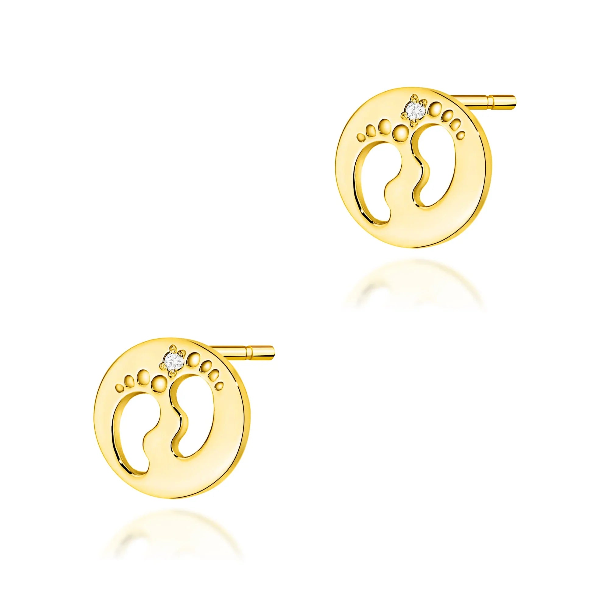 Gold Earrings with 0.005 ct Diamonds | 585 (14k) Gold Stud Earrings