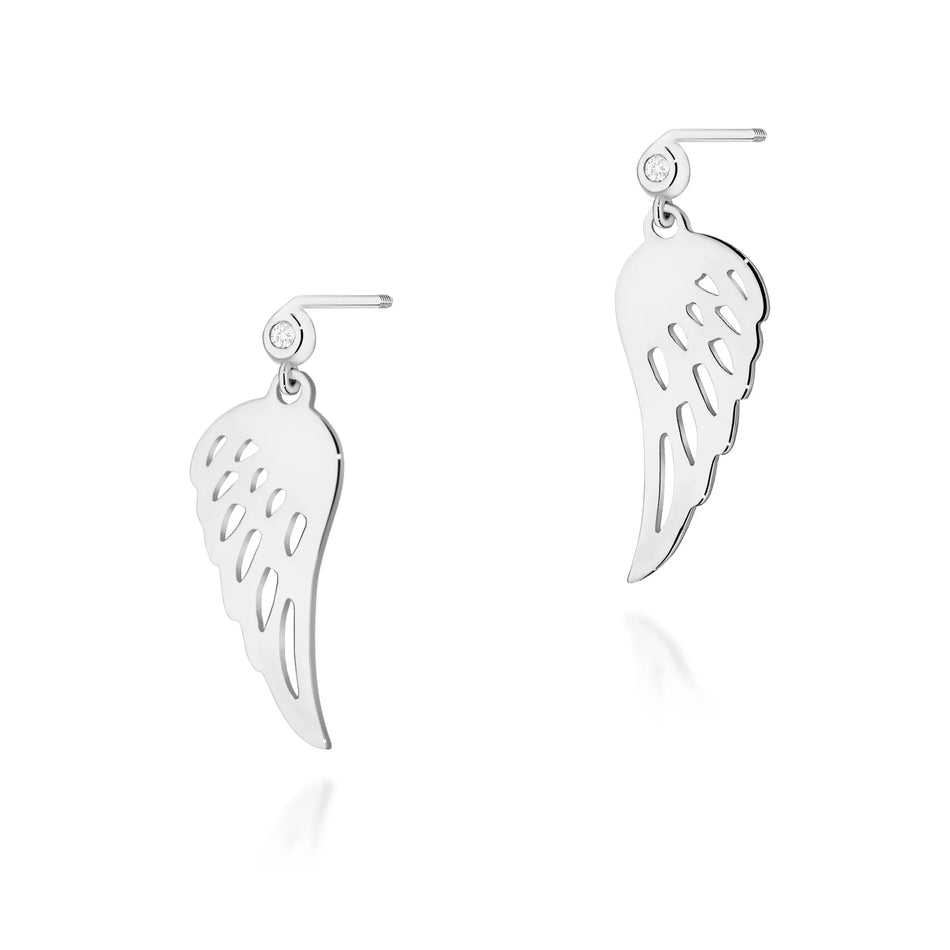 White Gold Earrings with 0.029 ct Diamonds | 585 (14k) White Gold Screw Back Stud Earrings