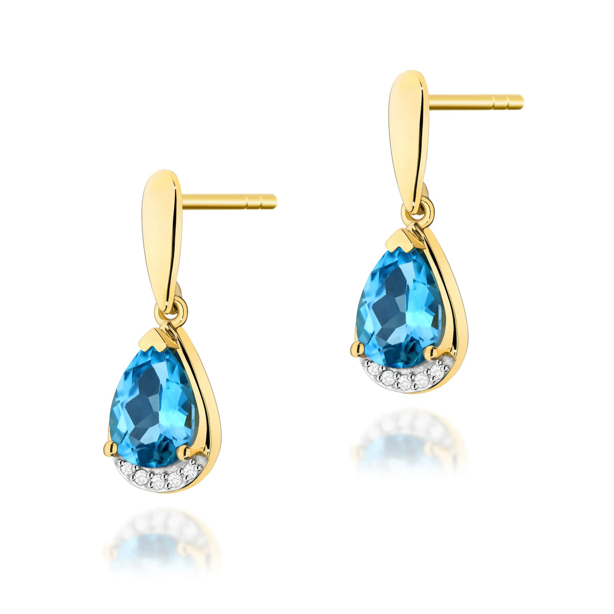 zlaté náušnice se 2 x 1,40 ct topazy a 0,05 ct doplňujícími diamanty k0051-tob-01