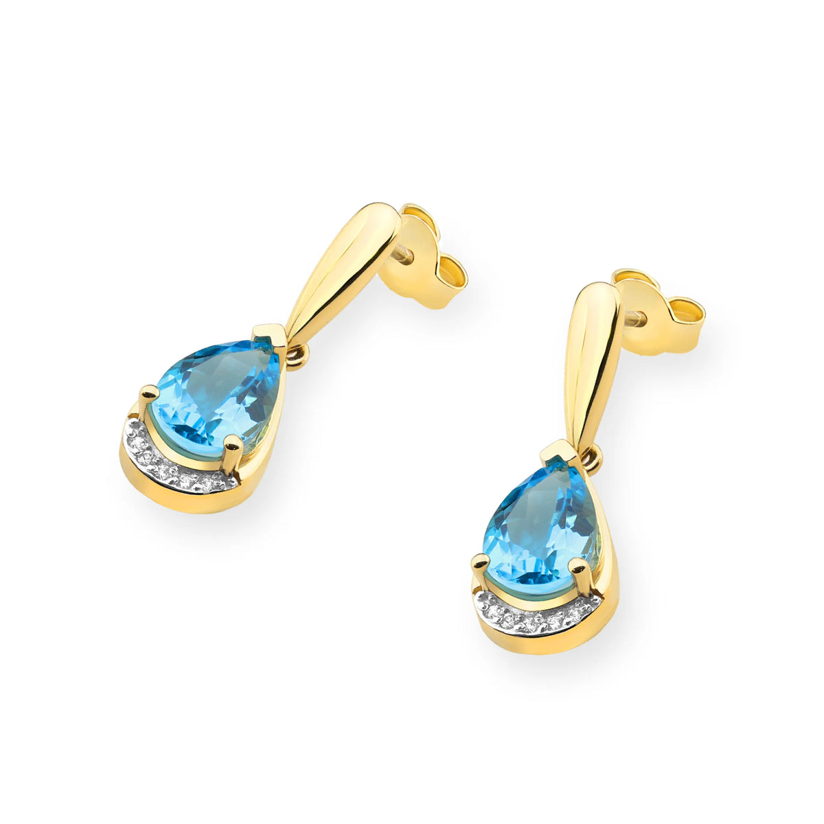 zlaté náušnice se 2 x 1,40 ct topazy a 0,05 ct doplňujícími diamanty k0051-tob-01