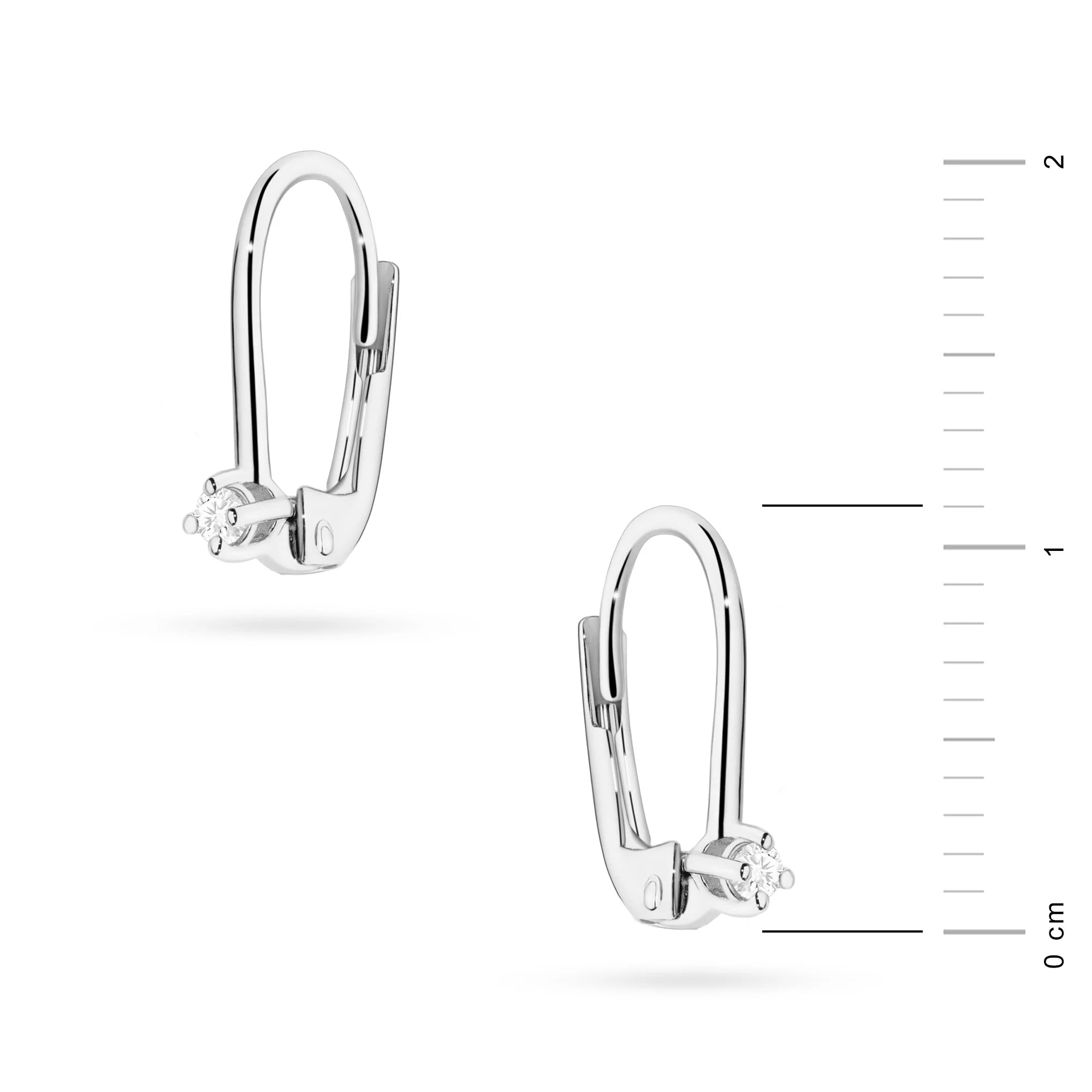 White Gold Earrings with 0.03 ct Diamonds | 585 (14k) White Gold English Clasp Earrings