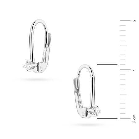 White Gold Earrings with 0.03 ct Diamonds | 585 (14k) White Gold English Clasp Earrings
