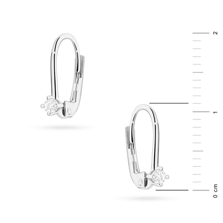 White Gold Earrings with 0.07 ct Diamonds | 585 (14k) White Gold English Clasp Earrings