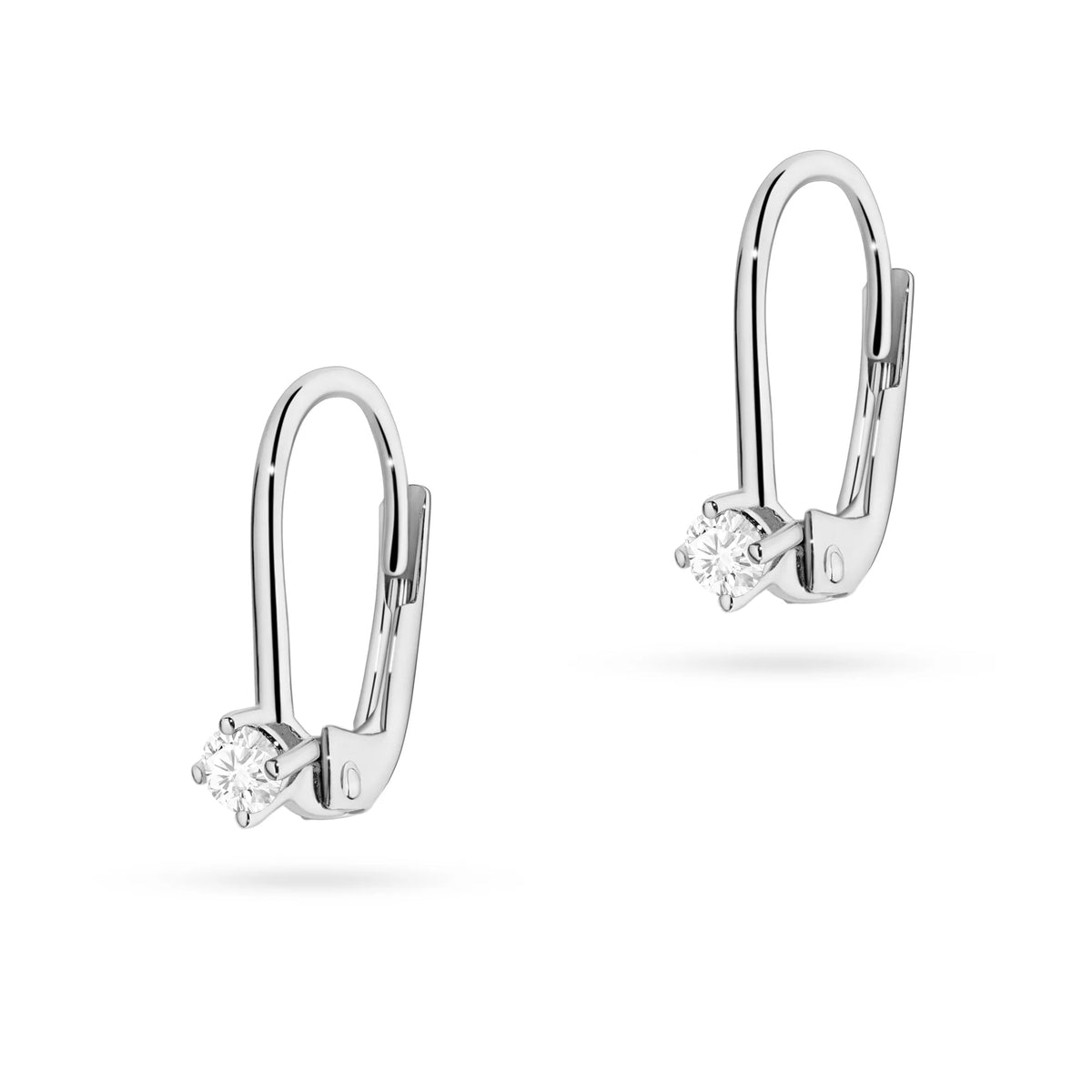 White Gold Earrings with 0.08 ct Diamonds | 585 (14k) White Gold English Clasp Earrings