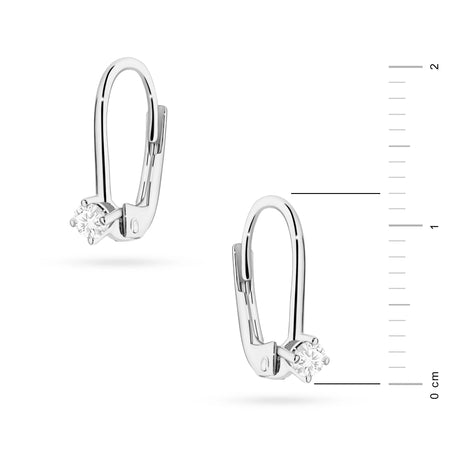 White Gold Earrings with 0.08 ct Diamonds | 585 (14k) White Gold English Clasp Earrings