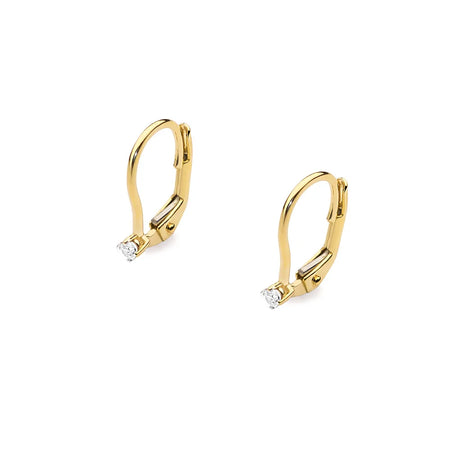 Gold Earrings with 0.03 ct Diamonds | 585 (14k) Gold English Clasp Earrings
