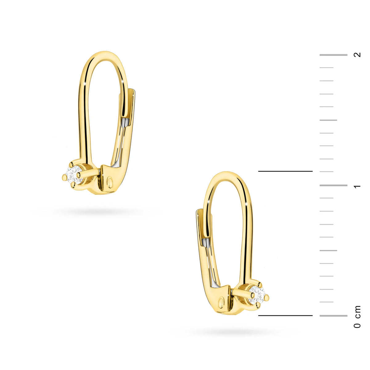 Gold Earrings with 0.03 ct Diamonds | 585 (14k) Gold English Clasp Earrings