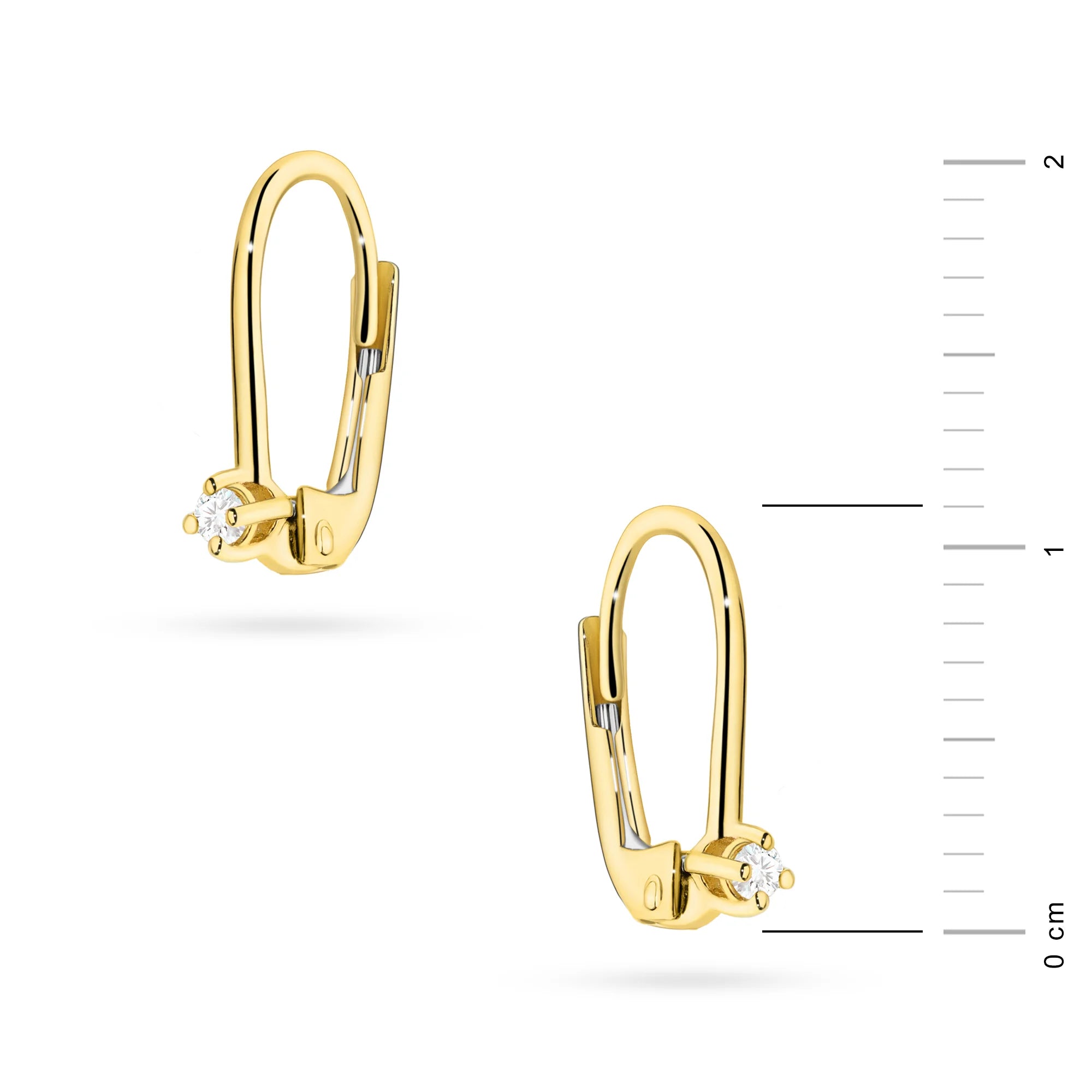 Gold Earrings with 0.03 ct Diamonds | 585 (14k) Gold English Clasp Earrings