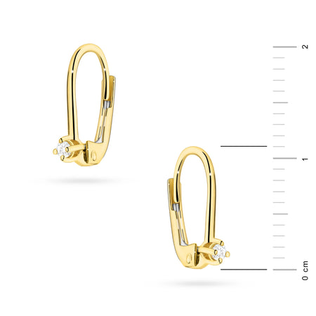 Gold Earrings with 0.03 ct Diamonds | 585 (14k) Gold English Clasp Earrings