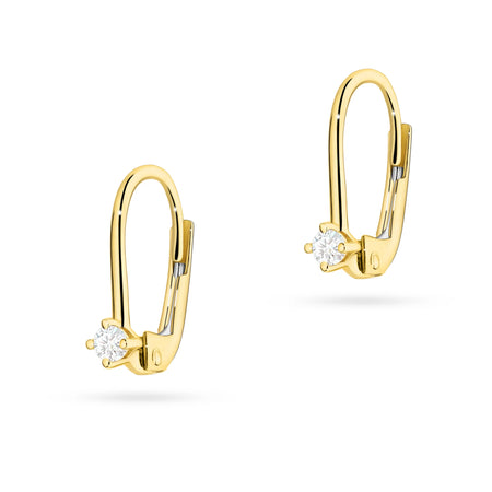 Gold Earrings with 0.07 ct Diamonds | 585 (14k) Gold English Clasp Earrings