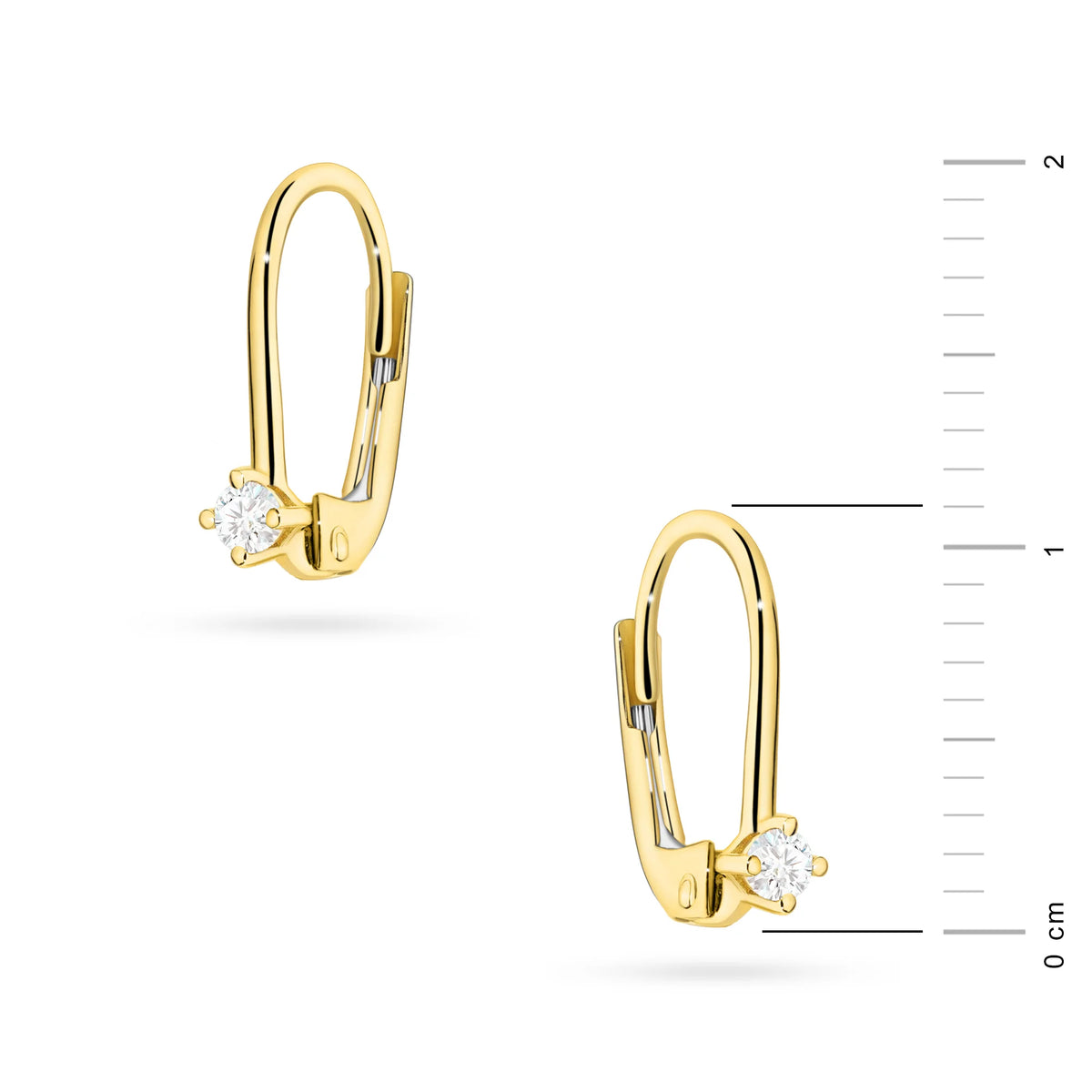 Gold Earrings with 0.07 ct Diamonds | 585 (14k) Gold English Clasp Earrings