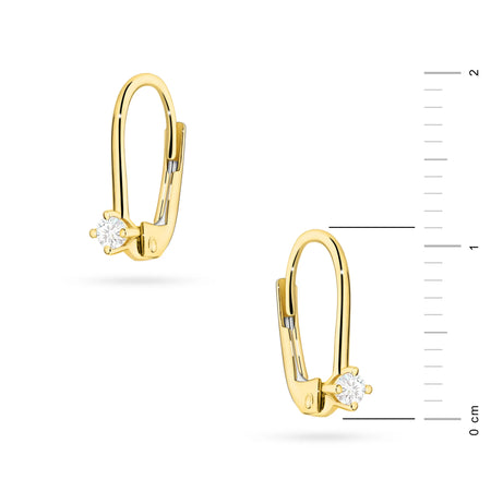 Gold Earrings with 0.07 ct Diamonds | 585 (14k) Gold English Clasp Earrings