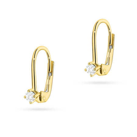 Gold Earrings with 0.08 ct Diamonds | 585 (14k) Gold English Clasp Earrings
