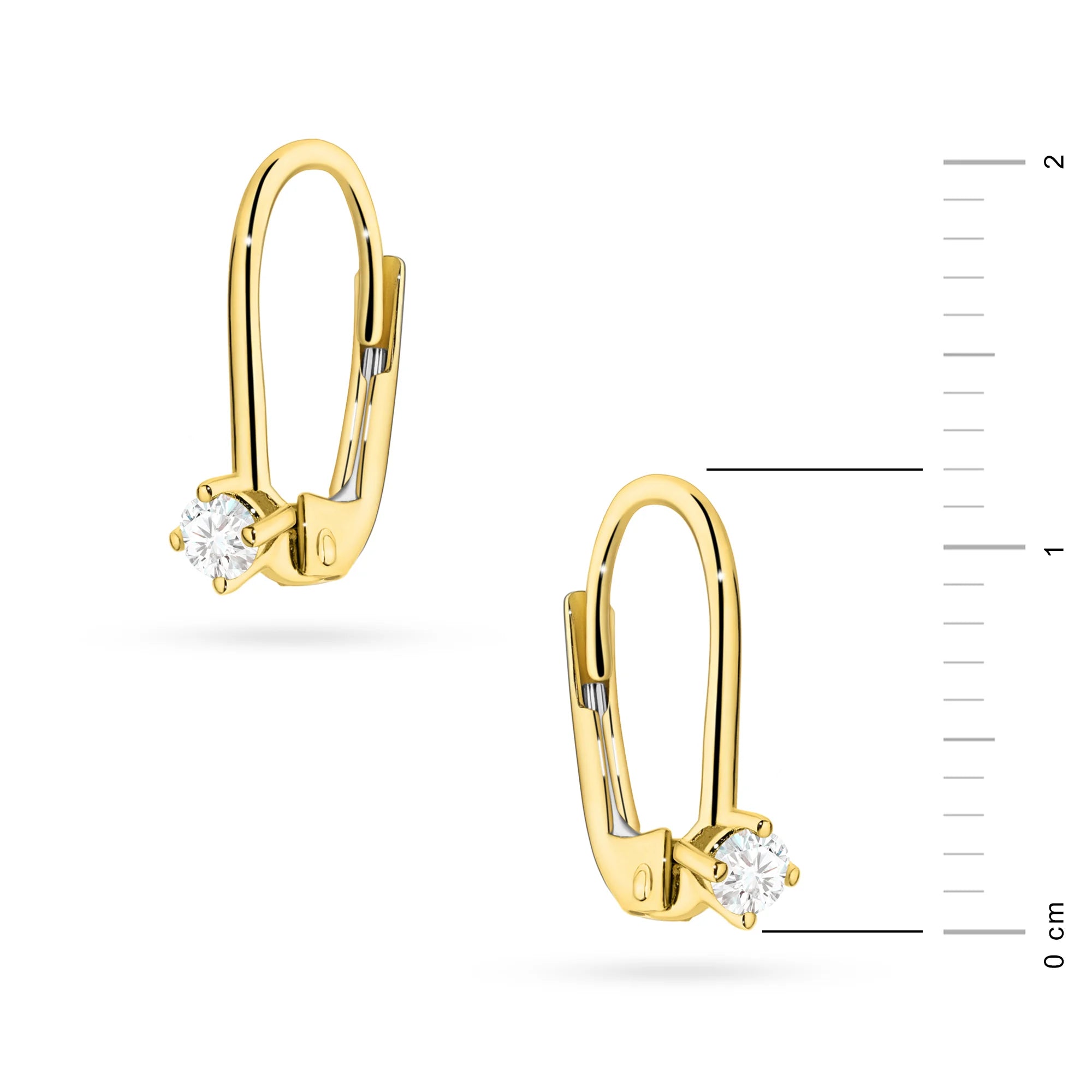 Gold Earrings with 0.08 ct Diamonds | 585 (14k) Gold English Clasp Earrings