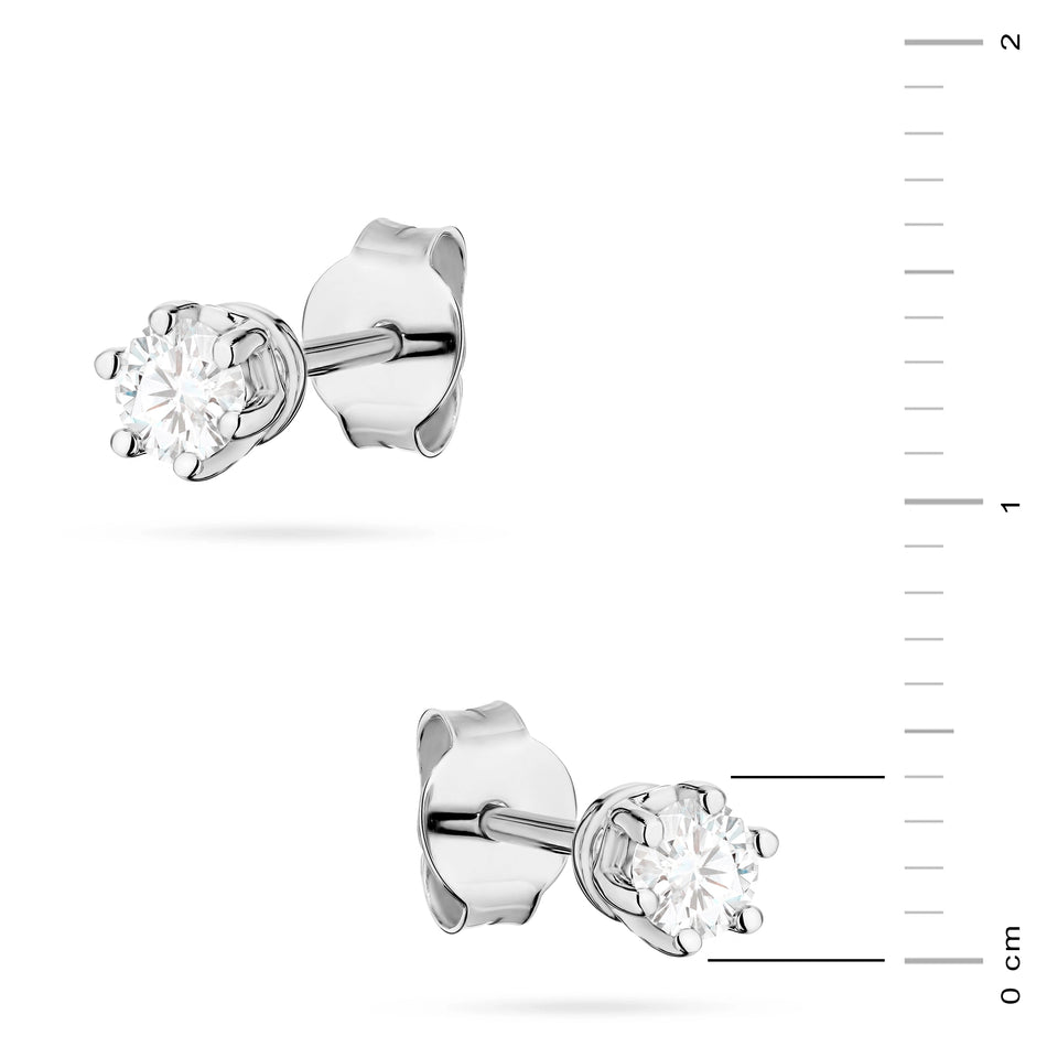 White Gold Earrings with 0.15 ct Diamonds | 585 (14k) White Gold Stud Earrings